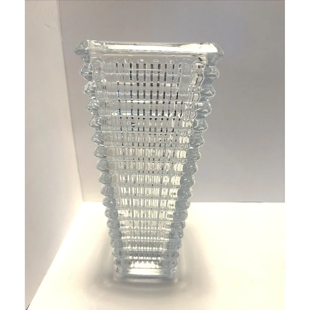 Large Rectangular Vase in the Style of Baccarat Crystal Modern Clear Sparkly Eye